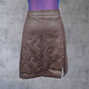 Abercrombie & Fitch Chocolate Brown Faux Vegan Leather Mini Skirt Size Medium Q4